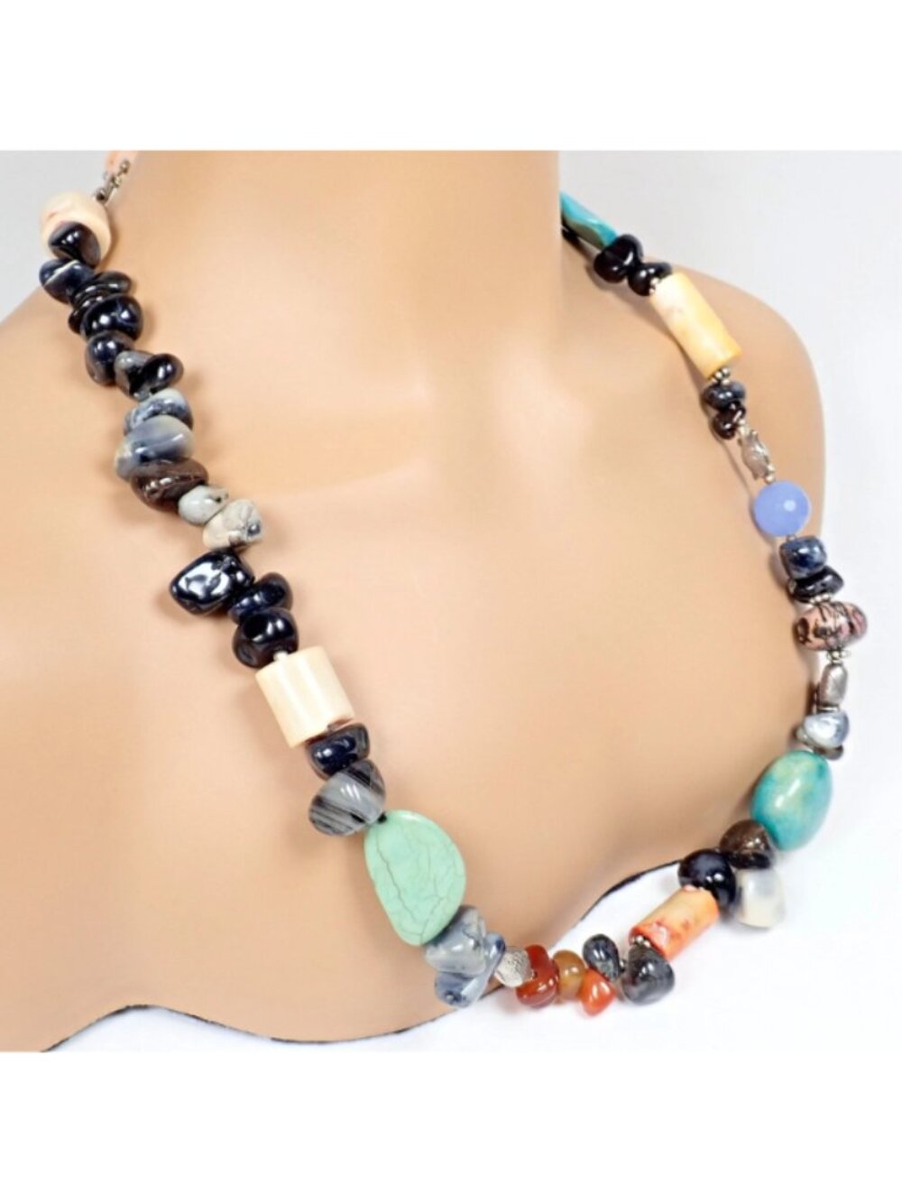 Rare! Mario Buccellati Free Time Silver Large Snake Turtle River Stone Necklace - Picture 13 of 14